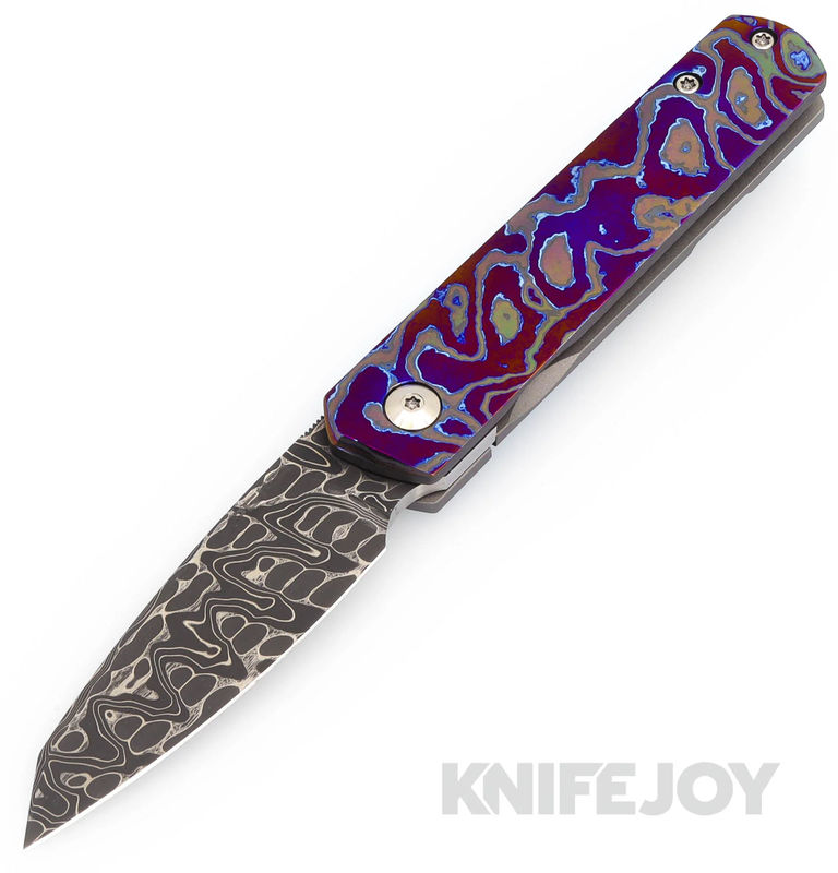 Enrique Pena Custom Deville Front Flipper Chad Nichols Intrepid Damascus Blade with Zircuti/Titanium Scales/ Dark Zircuti Clip