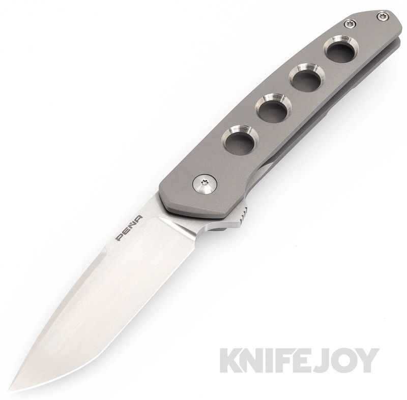 Enrique Pena Custom Cobra Flipper Plain Satin Blade with Speed Hole Titanium Scales/ Dark Zircuti Clip