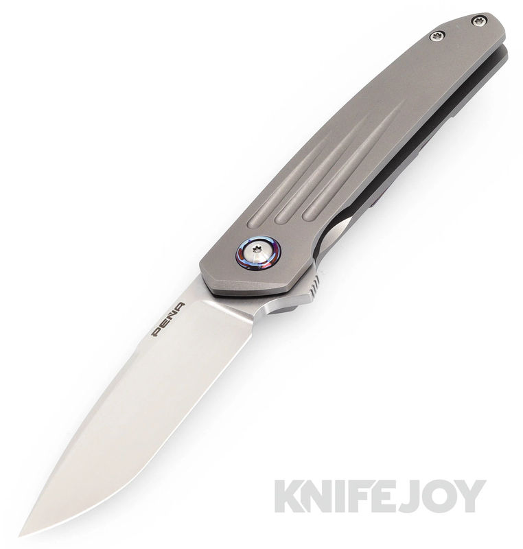 Enrique Pena Custom Cobra Flipper Plain Satin Blade with Titanium Scales/ Dark Zircuti Clip