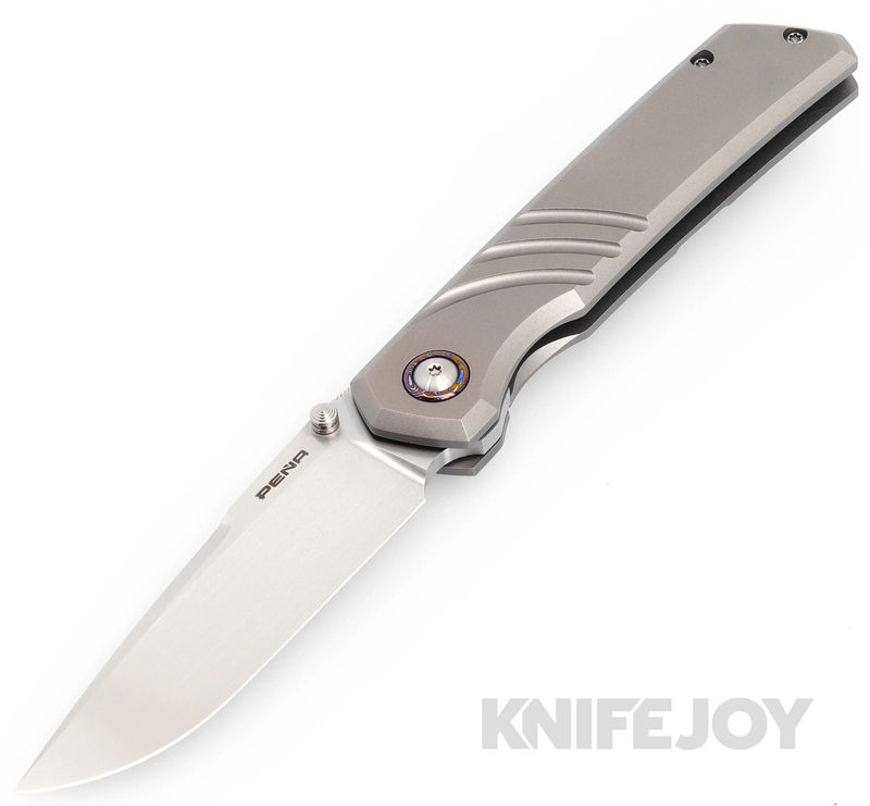 Enrique Pena Custom Victoria Flipper Plain Satin Blade with Engraved Titanium Scales/ Dark Zircuti Clip