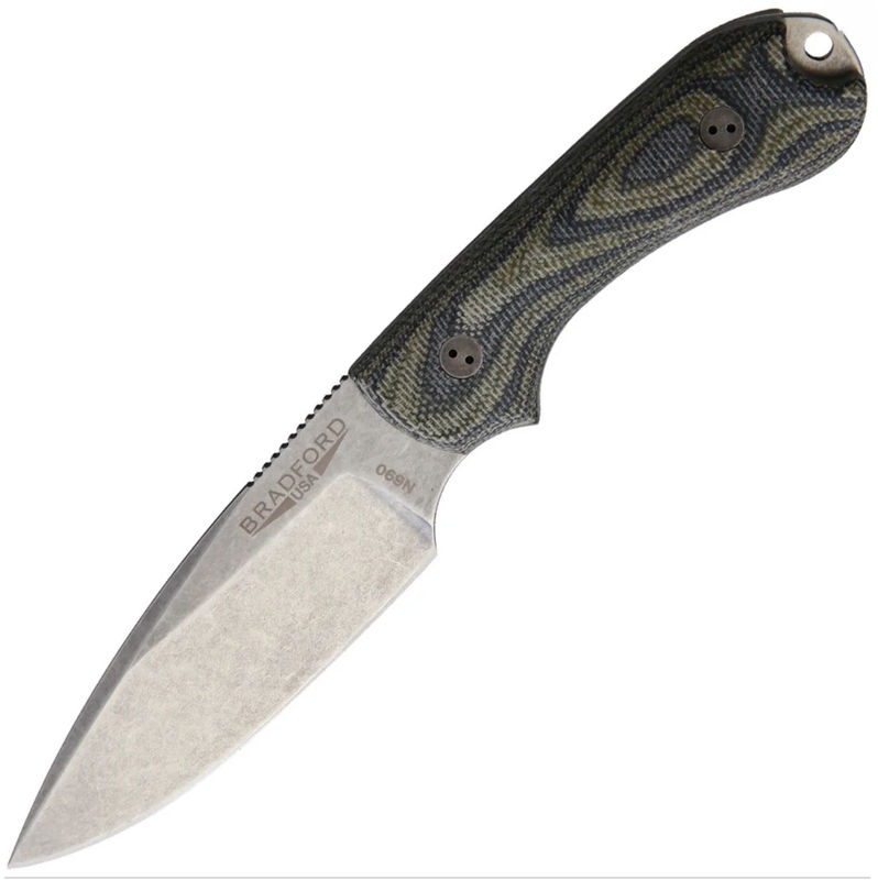 Bradford Knives BRAD3FE109 N690 Guardian 3 Stonewash Finish Camo 3D Micarta Handle