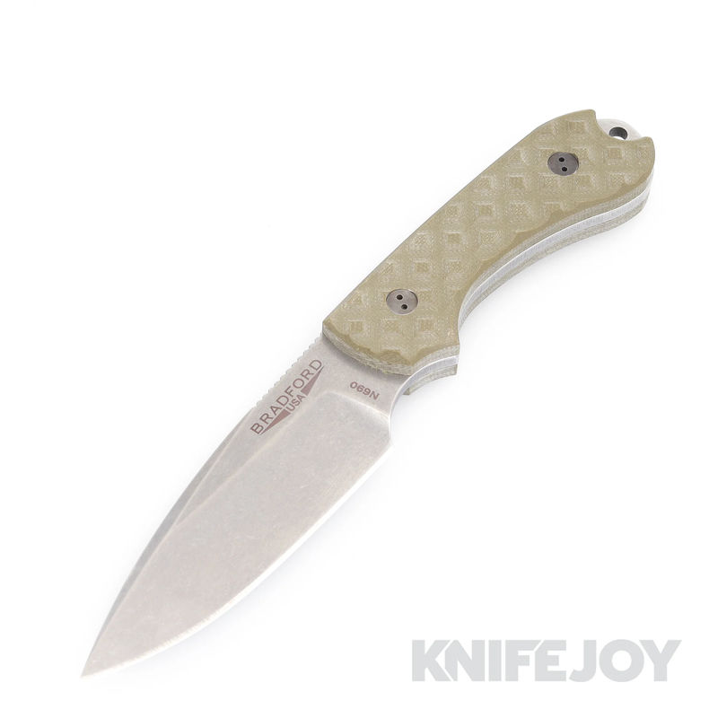Bradford Knives BRAD002N690 Guardian 3 Stonewash Blade with Green G10 Textured Handle Fixed Blade Knife