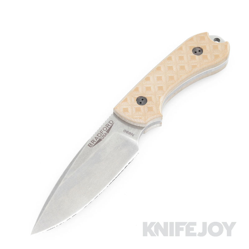 Bradford Knives BRAD03EDC Guardian3 EDC Tumbled Blade with Coyote Brown Handle
