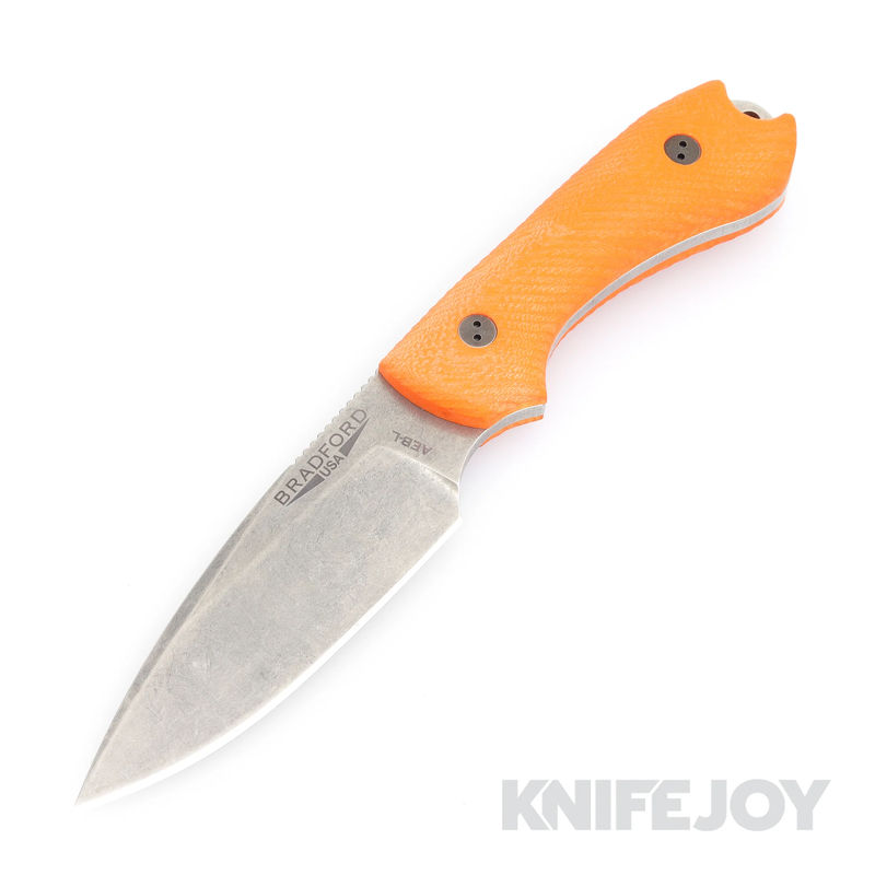 Bradford Knives BRAD3FE105AEBL Guardian3 Tumbled Blade with 3D Orange Handle