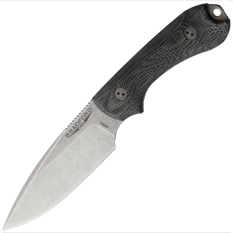 Bradford Knives BRAD3FE101AEBL Stonewash Finish with 3D Black Canvas Micarta