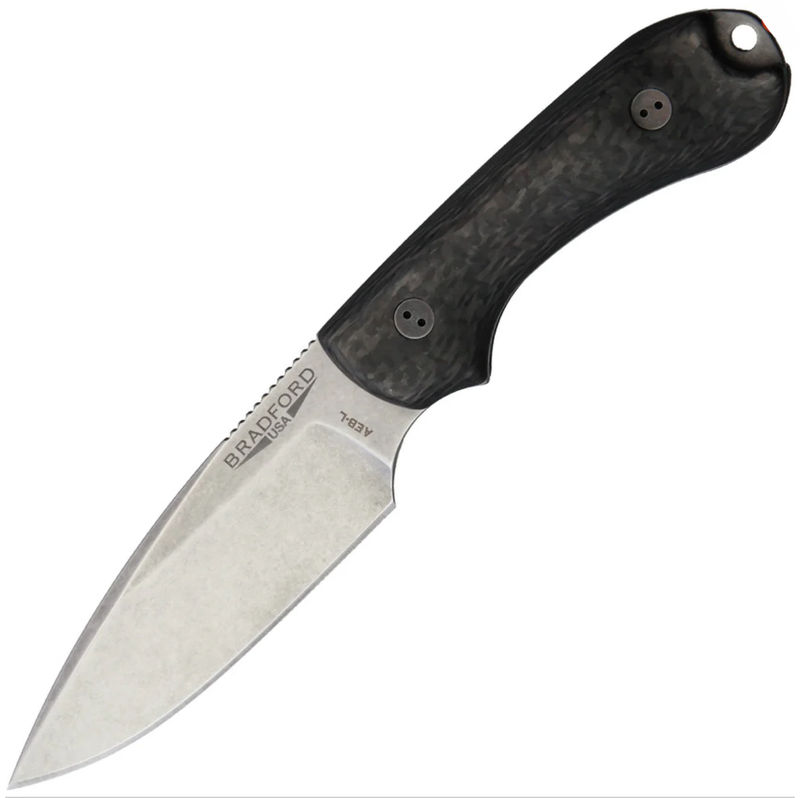 Bradford Knives BRAD3FE114AEBL Stonewash Finish Guardian3 with Carbon Fiber Handles