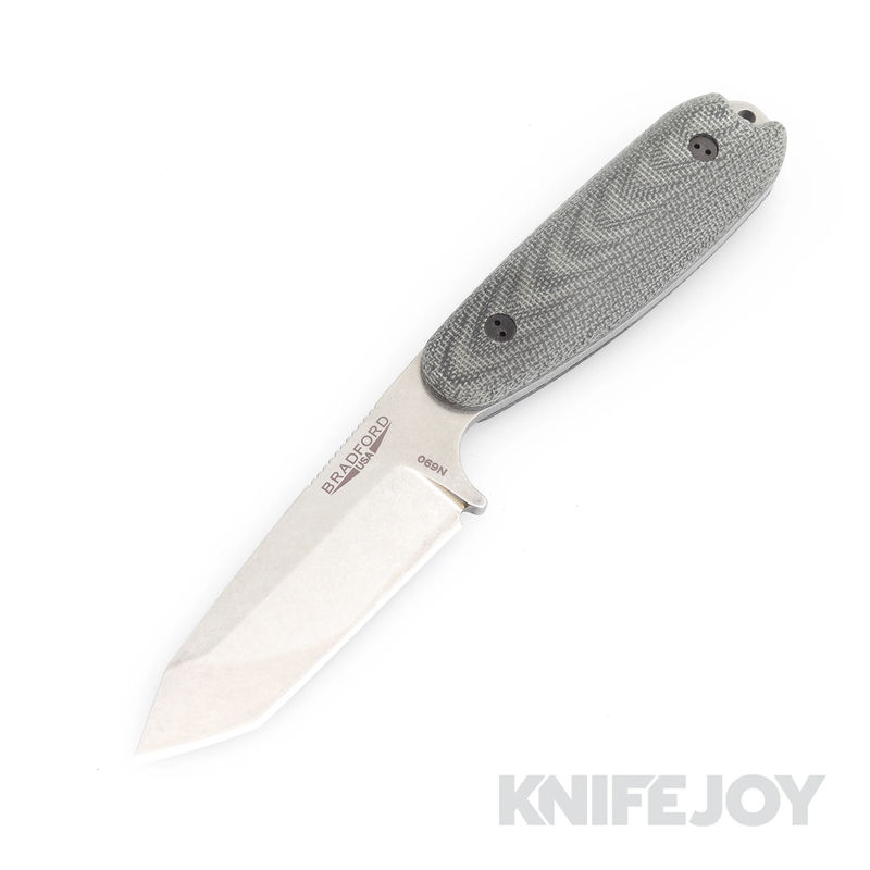 Bradford Knives BRAD35T101 Guardian3.5 Tumbled Tanto Blade with 3D Black Handle