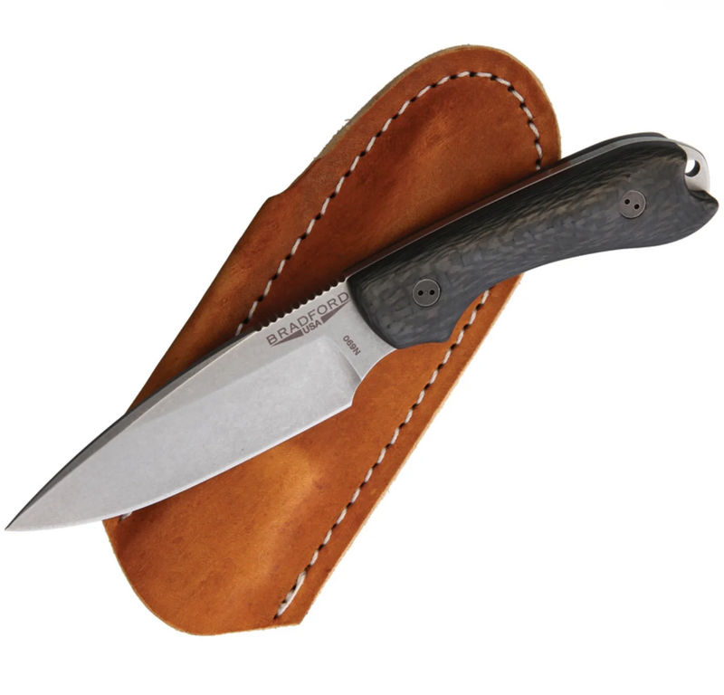 Bradford Knives BRAD3FE114N690 Stonewash Finish Guardian3 with Carbon Fiber Handles