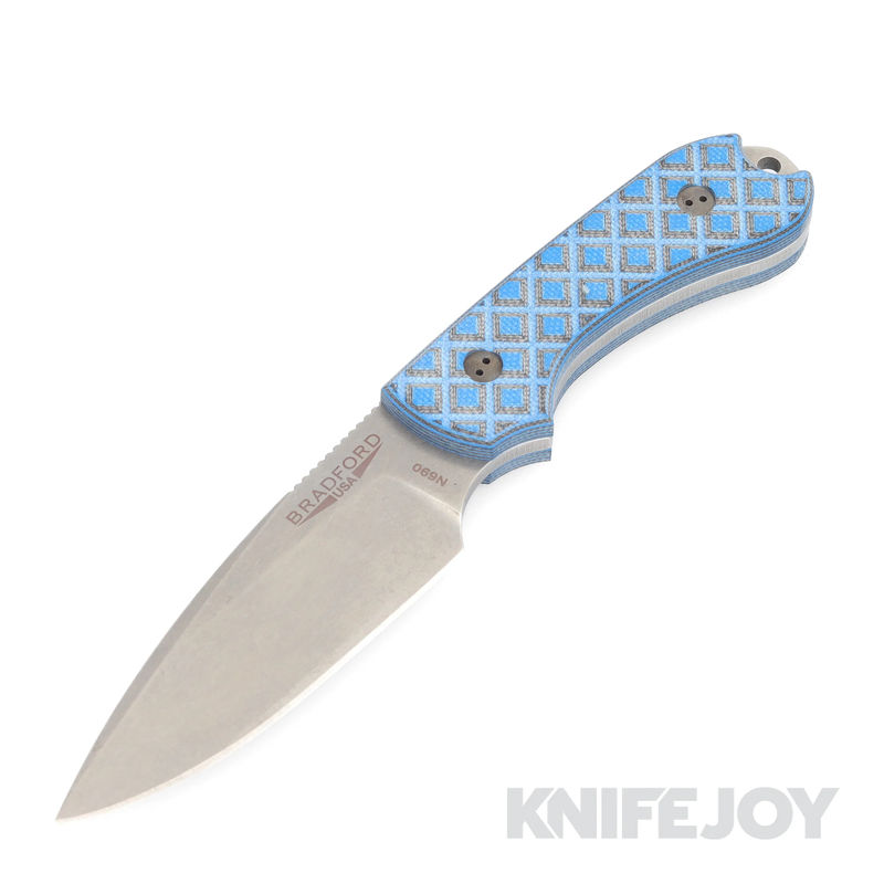 Bradford Knives BRAD3FE013A-N690 Guardian3 Stonewash Blade with 3D Black/Blue G10 Handle