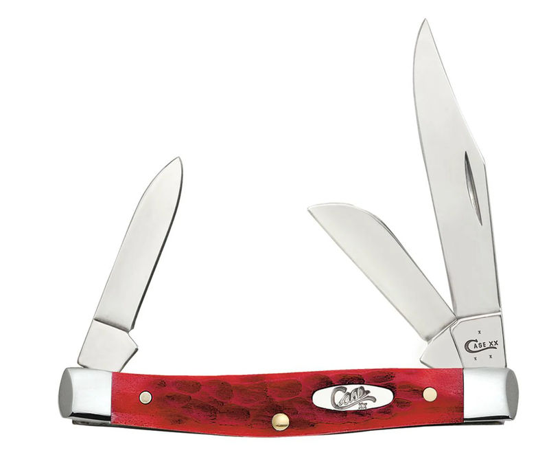 Case Dark Red Bone Standard Jig Chrome Vanadium Medium Stockman Sloped Bolster  (06981)