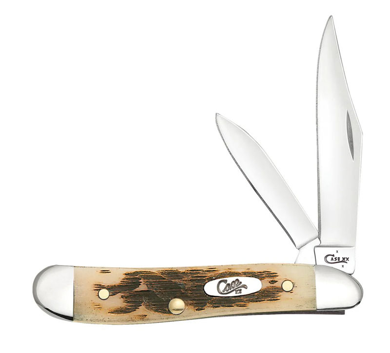 Case Amber Bone Peach Seed Jig Peanut Pocket Knife (00045)