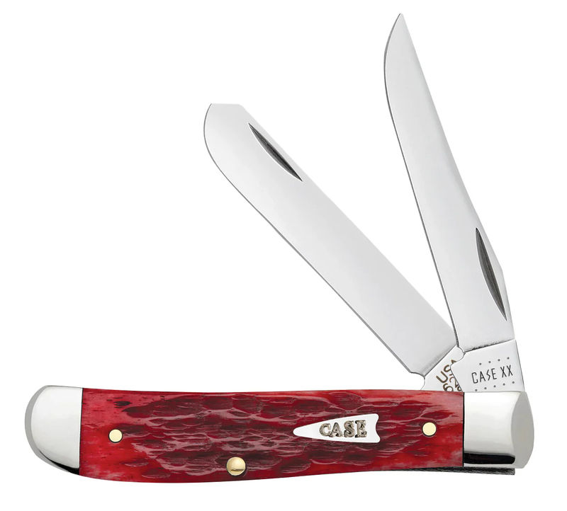 Case Dark Red Bone Peach Seed Jig Mini Trapper Knife with Cigar Box (CASE71224)