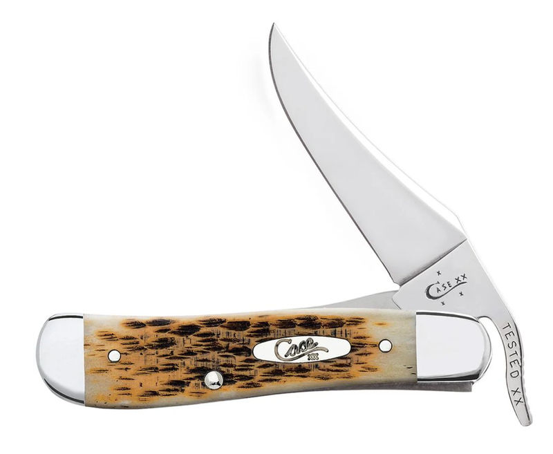 Case Amber Bone Peach Seed Jig RussLock® Pocket Knife (00260)