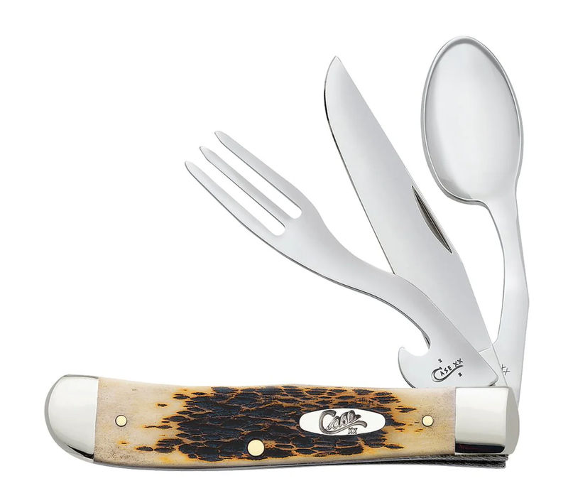 Case Amber Bone Peach Seed Jig Hobo® Pocket Knife (00052)