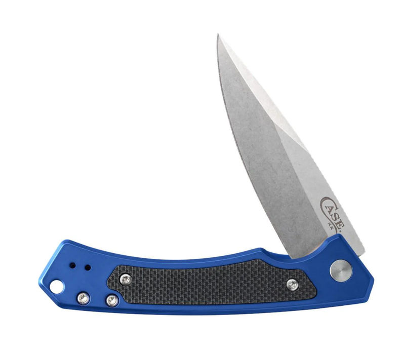 Case BLUE Anodized Aluminum with Black G-10 Inlay Marilla S35VN Flipper (CASE25882)