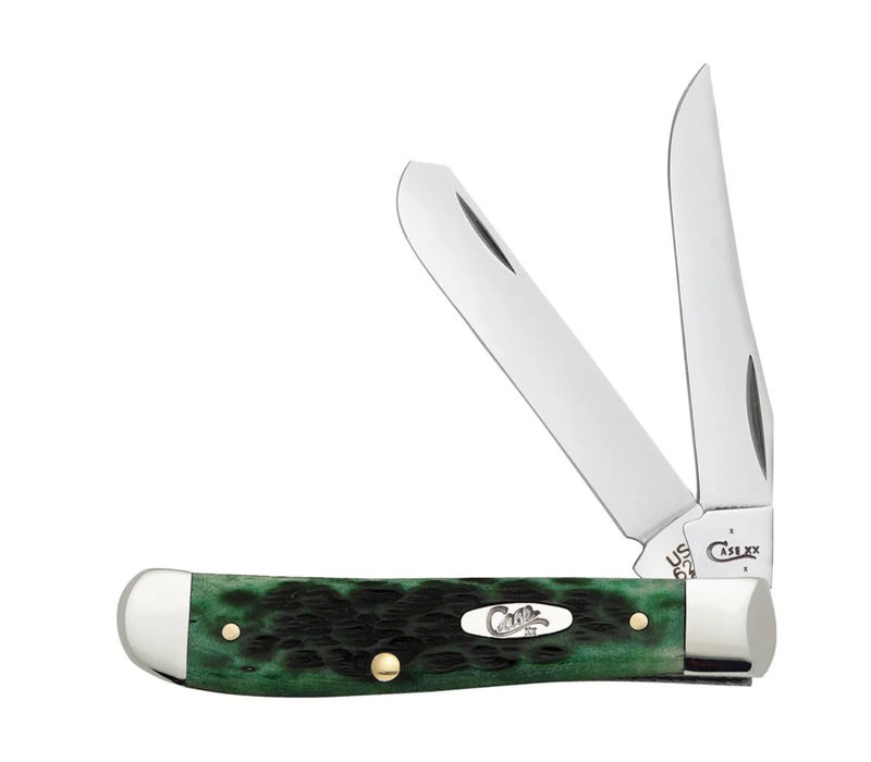 Case Pocket Worn® Bermuda Green Bone Peach Seed Jig Mini Trapper (09772)