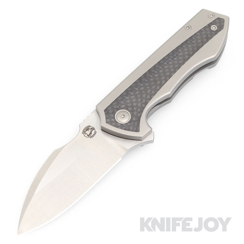 Burchtree Bladeworks Euclid M390 Satin Drop Point Blade with Carbon Fiber Inlay Titanium Handles