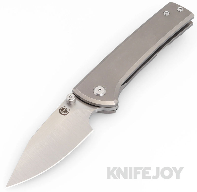 Chaves Knives Scapegoat Street Frame Lock Folder M390 Belt Finish Blade with Stonewash Titanium Handles