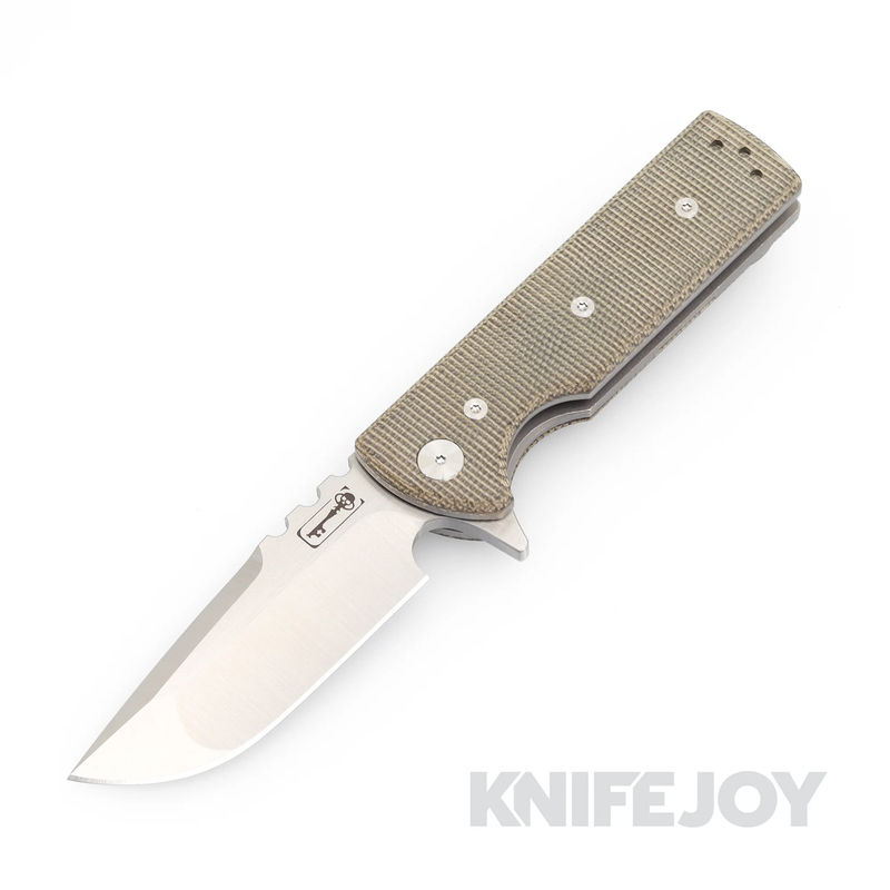 Chaves Knives T.A.K. Belt Finish Drop Point Blade with Green Micarta Handles