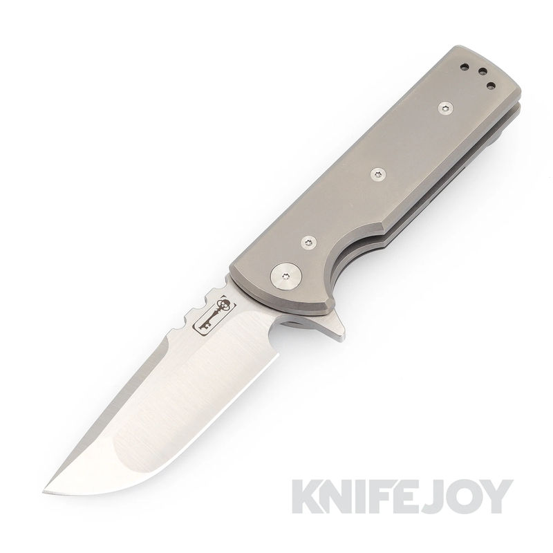 Chaves Knives T.A.K. Belt Finish Drop Point Blade with Stonewash Titanium Handles