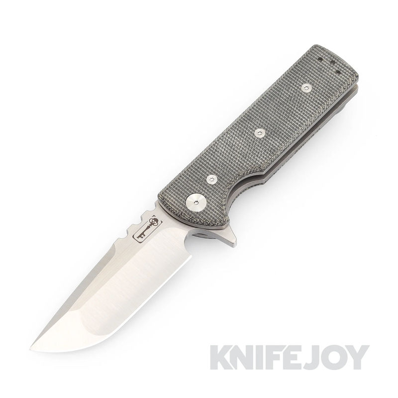 Chaves Knives T.A.K. Belt Finish Drop Point Blade with Black Micarta Handles