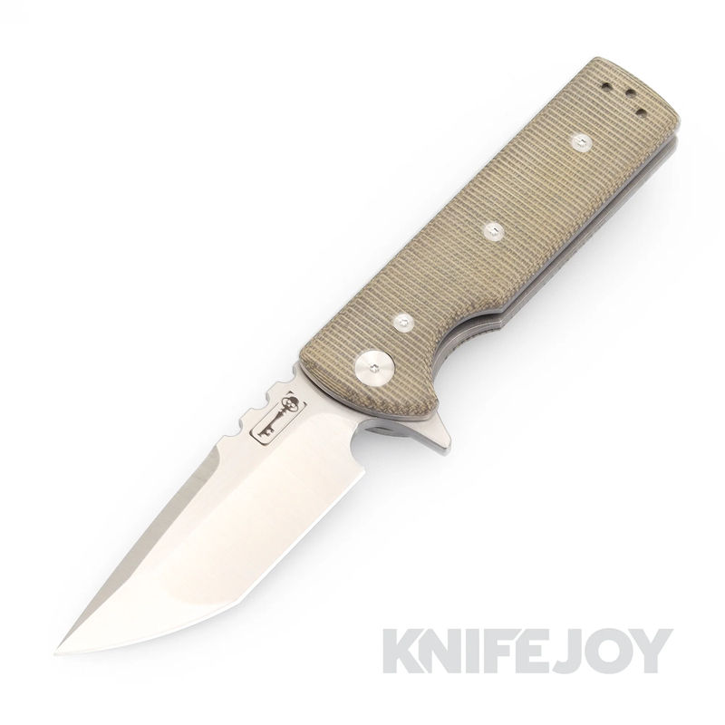 Chaves Knives T.A.K. Belt Finish Tanto Blade with Green Micarta Handles