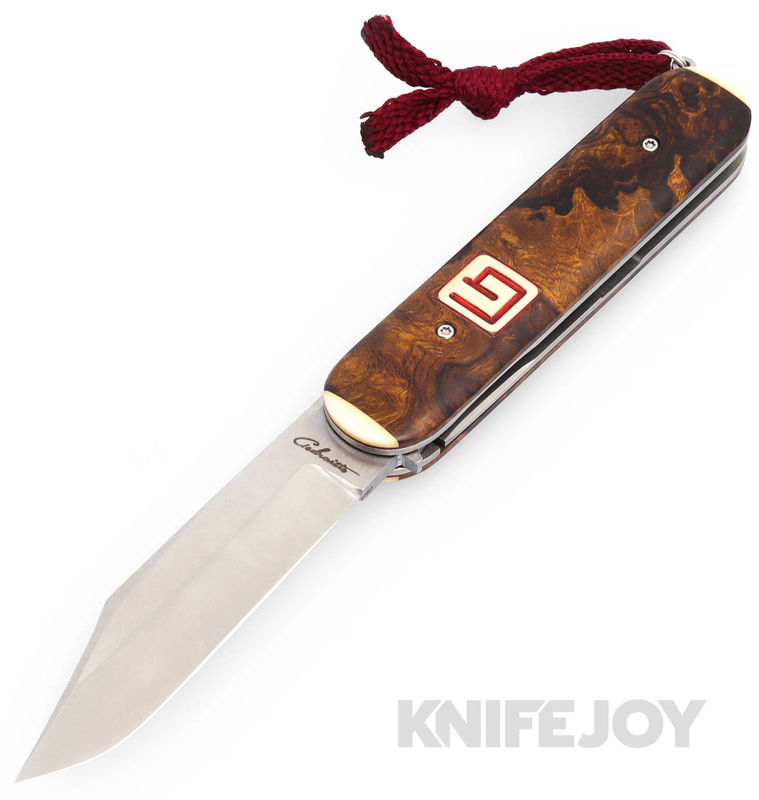 Chuck Gedraitis Custom Knives Switch Army Switchblade Knife CPM 154 Blade with Desert Ironwood/ Antique Westinghouse Micarta Scales/ TI Liners Spacers and Spring