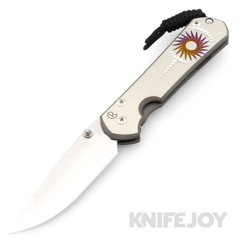 Chris Reeve Knives Large Sebenza 31 Drop Point Magnacut Blade with Unique Graphic/ Titanium Handles