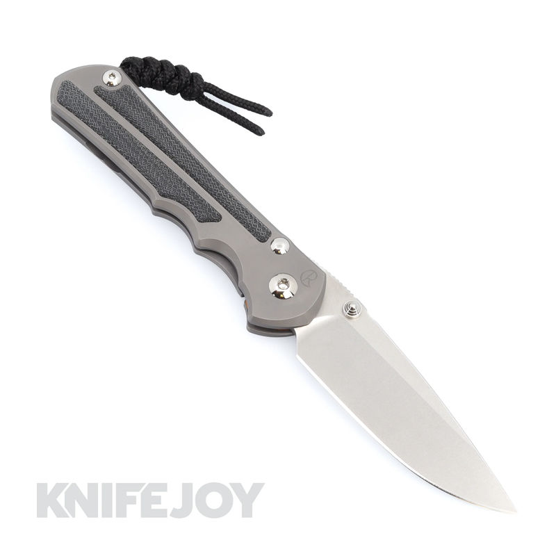 Chris Reeve Knives Large Inkosi Left Hand Plain Drop Point Magnacut Blade with Black Canvas Micarta Inlay/ Glass Blasted Titanium Handles