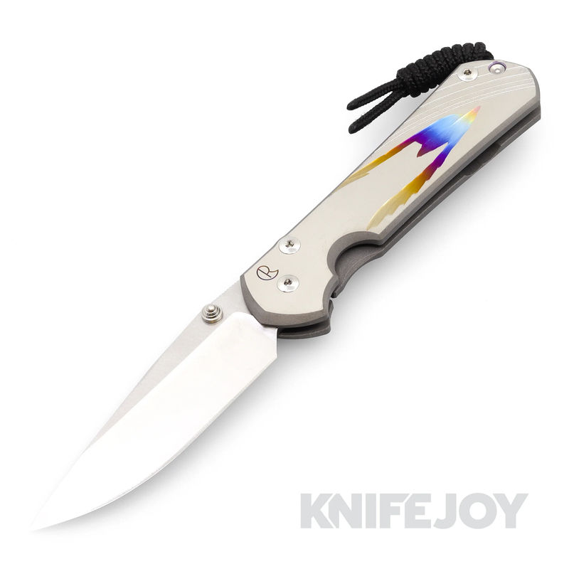 Chris Reeve Knives Large Sebenza 31 Drop Point Magnacut Blade with Unique Graphic/ Titanium Handles