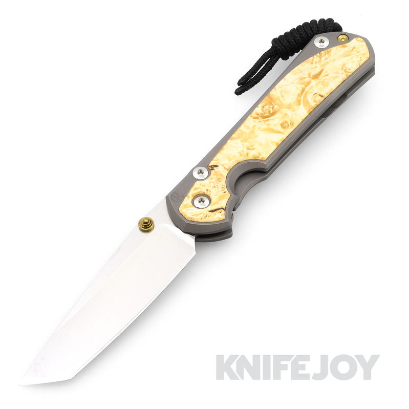 Chris Reeve Knives Large Sebenza 31 Tanto Magnacut Blade with Box Elder Inlays Knife Matte Handle Finish