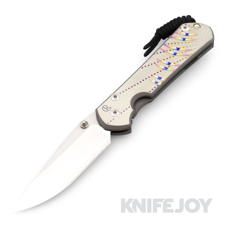 Chris Reeve Knives Large Sebenza 31 Drop Point Magnacut Blade with Unique Graphic/ Titanium Handles