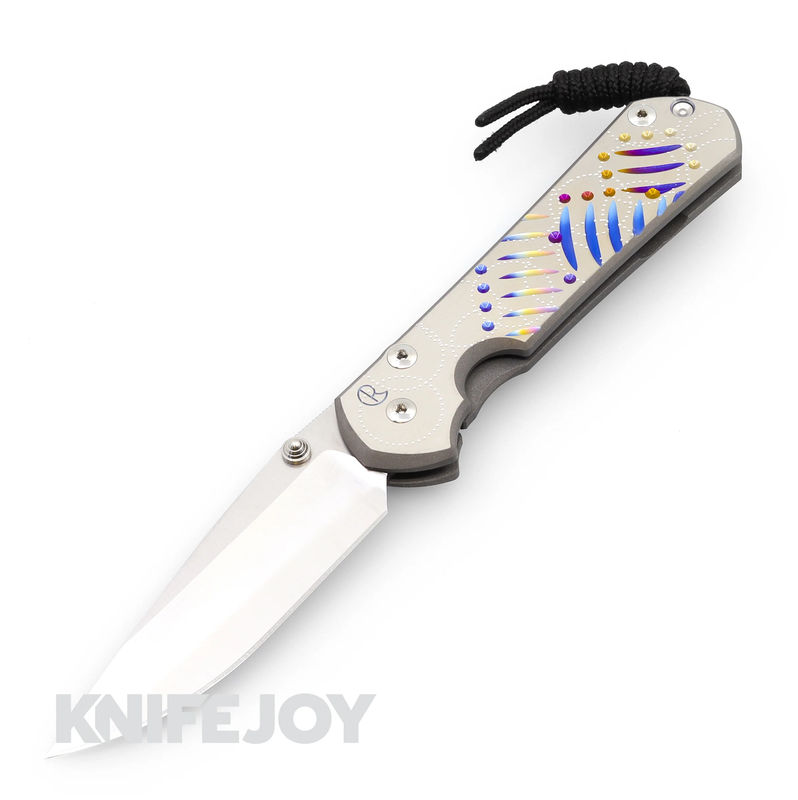 Chris Reeve Knives Large Sebenza 31 Drop Point Magnacut Blade with Unique Graphic/ Titanium Handles