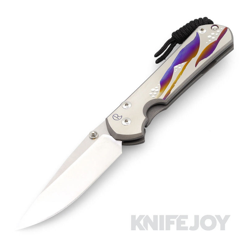 Chris Reeve Knives Large Sebenza 31 Drop Point Magnacut Blade with Unique Graphic/ Titanium Handles