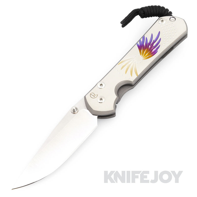 Chris Reeve Knives Large Sebenza 31 Drop Point Magnacut Blade with Unique Graphic/ Titanium Handles