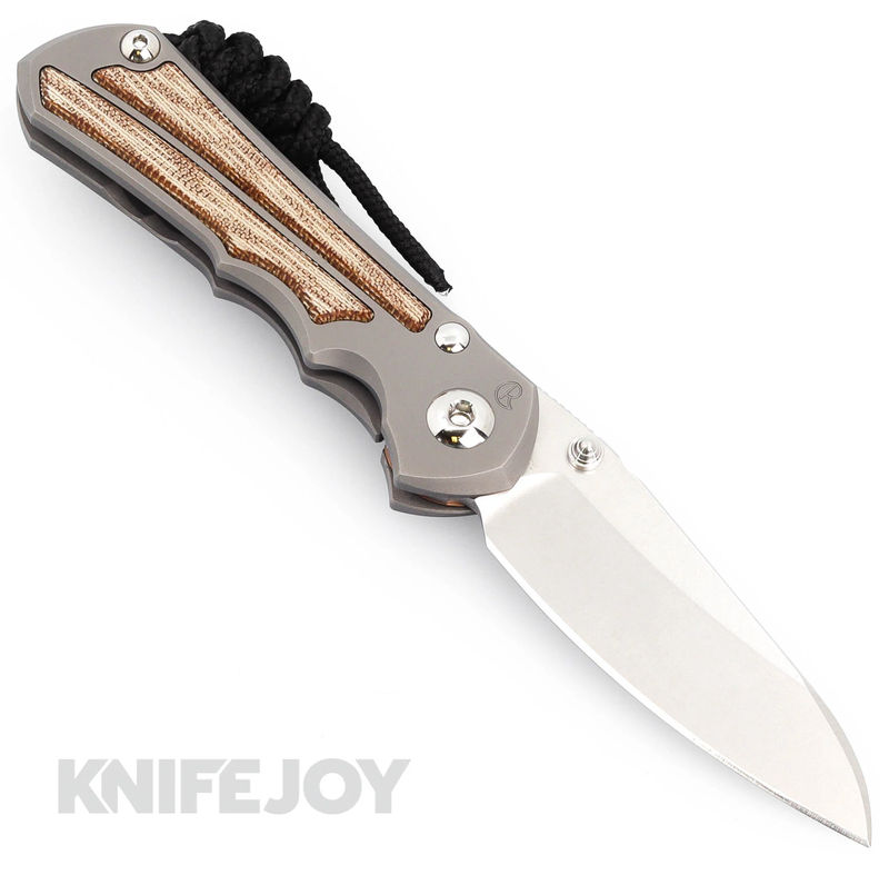 Chris Reeve Knives Small Inkosi Left Handed Plain Insingo Magnacut Blade with Natural Canvas Micarta Inlay Glass Blasted Titanium Handles