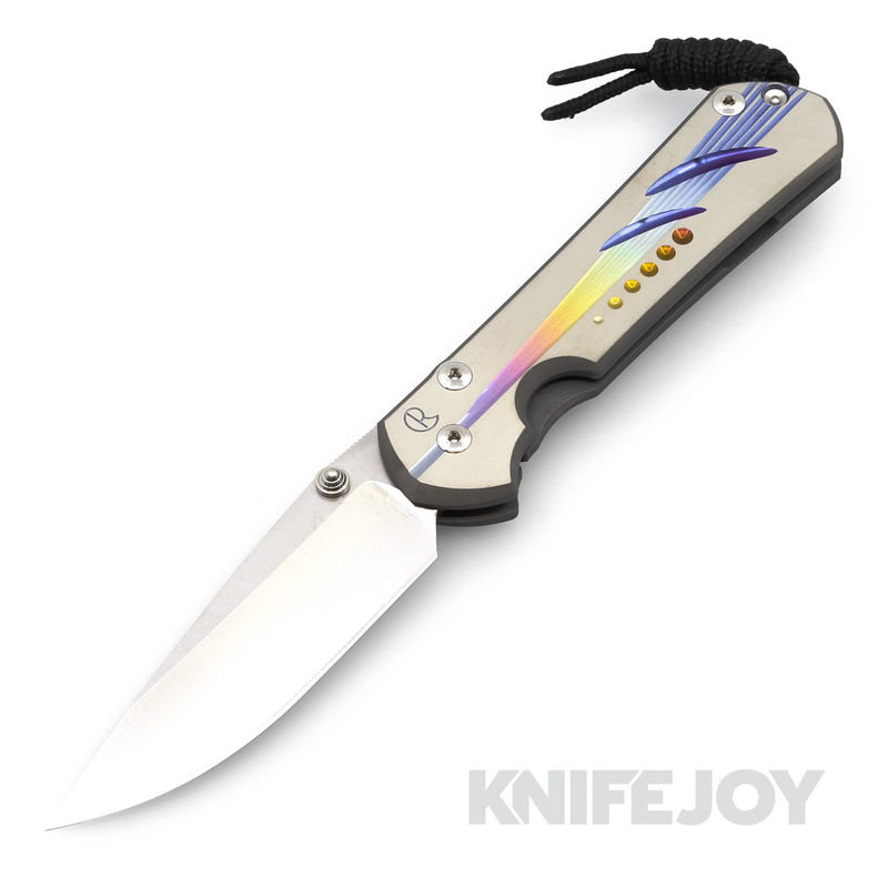 Chris Reeve Knives Large Sebenza 31 Drop Point Magnacut Blade with Unique Graphic/ Titanium Handles