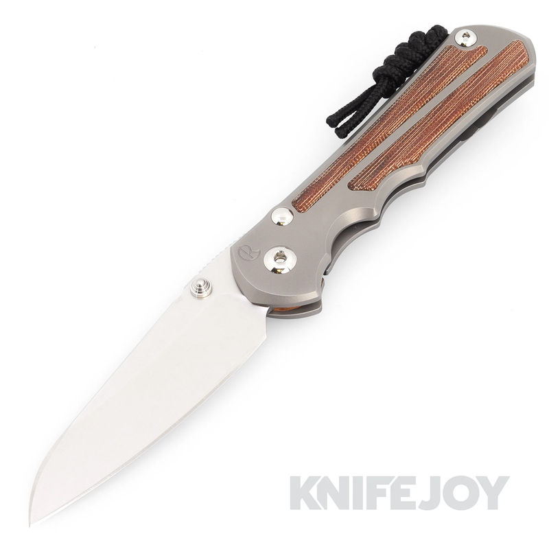 Chris Reeve Knives Large Inkosi Plain Insingo Magnacut Blade with Natural Canvas Micarta Inlay Glass Blasted Titanium Handles