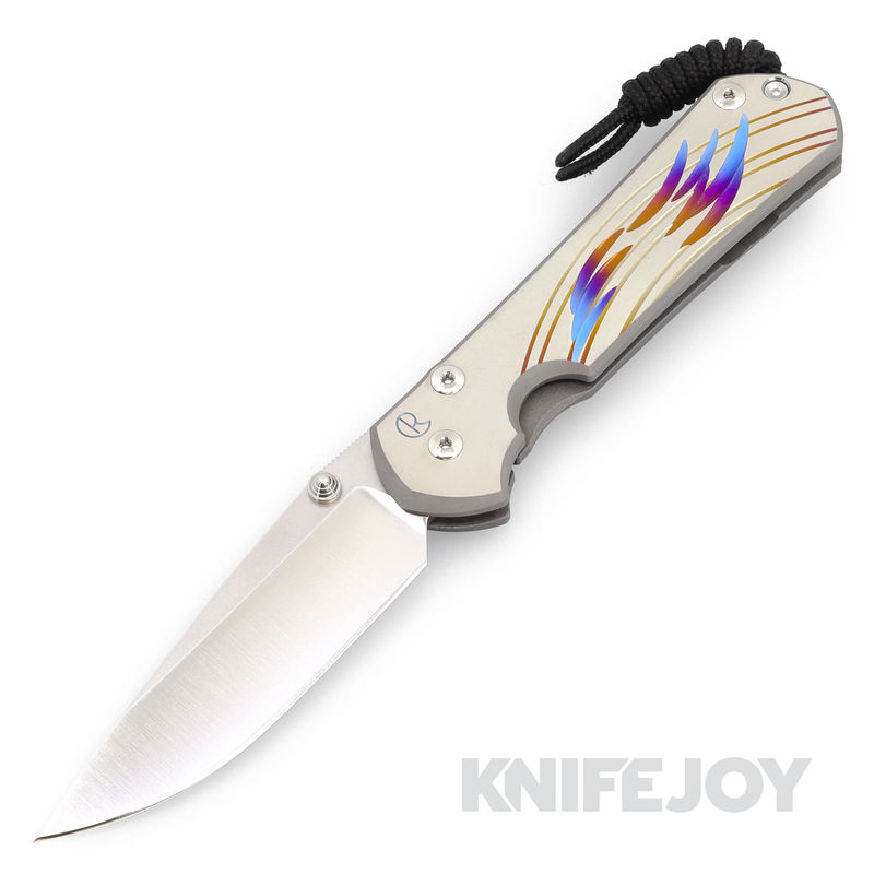 Chris Reeve Knives Large Sebenza 31 Drop Point Magnacut Blade with Unique Graphic/ Titanium Handles