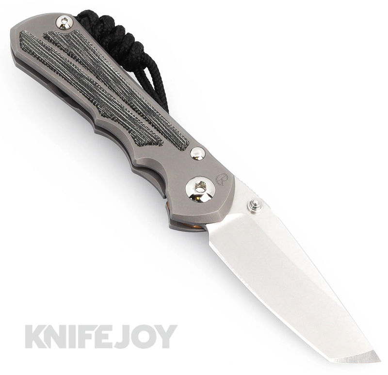 Chris Reeve Knives Small Inkosi Left Handed Plain Tanto Magnacut Blade with Black Canvas Micarta Inlay/ Glass Blasted Titanium Handles