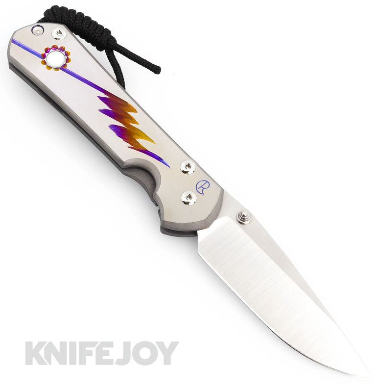 Chris Reeve Knives Large Sebenza 31 Left Handed Drop Point Magnacut Blade with Sandblasted Unique Graphic Cabochon Handles/ Mother of Pearl