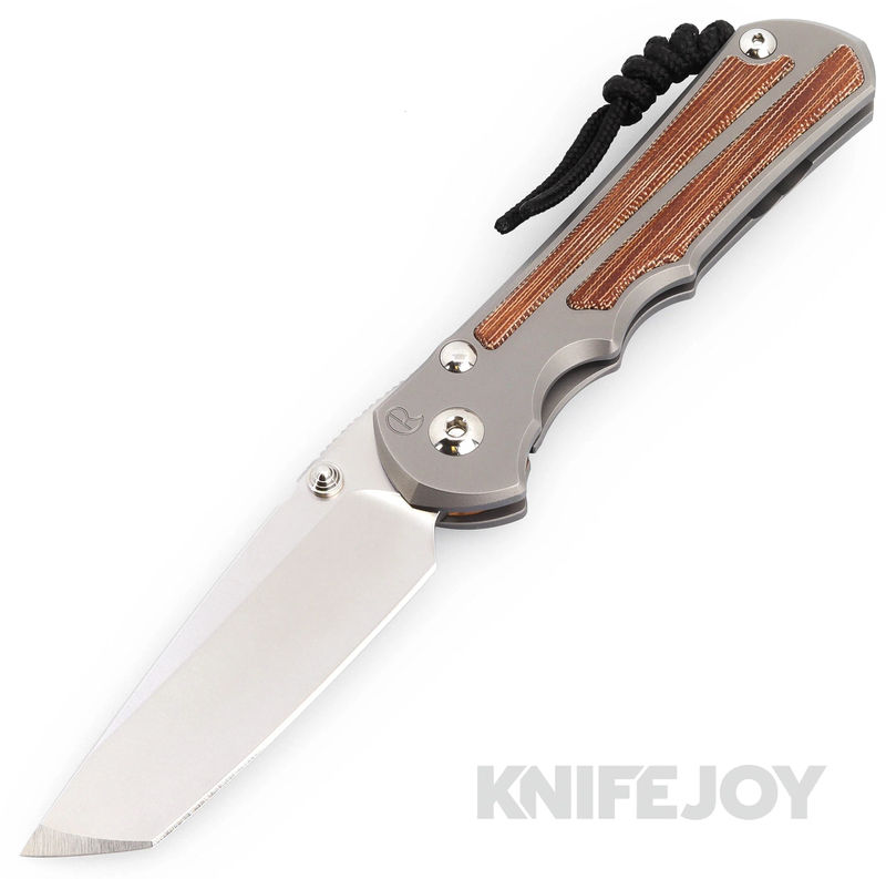 Chris Reeve Knives Large Inkosi Plain Tanto Magnacut Blade with Natural Canvas Micarta Inlay Glass Blasted Titanium Handles