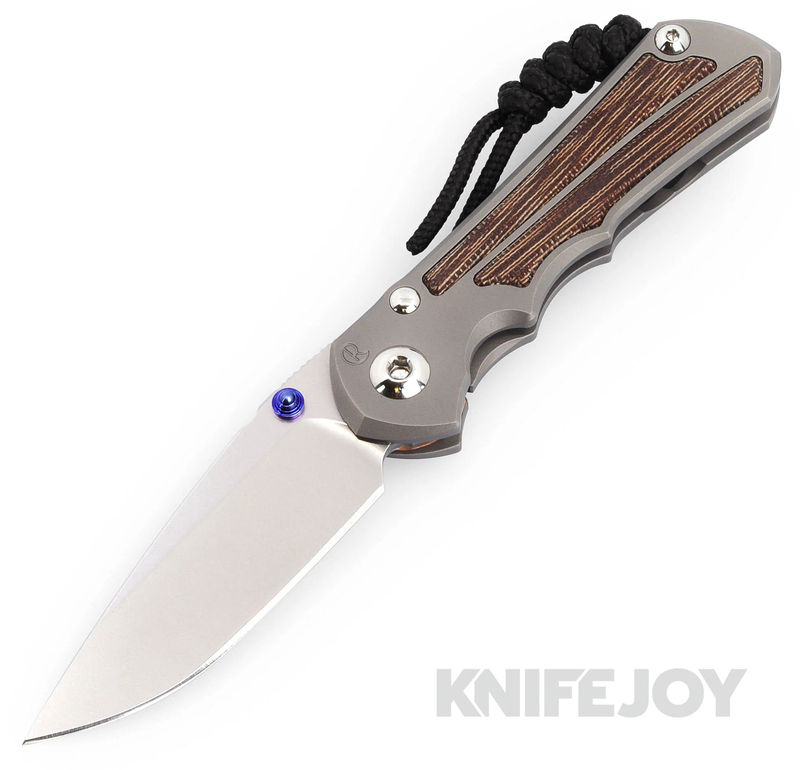 Chris Reeve Knives Small Inkosi Plain Drop Point Magnacut Double Blue Lug Blade with Glass Blasted Natural Canvas Micarta Titanium Handles