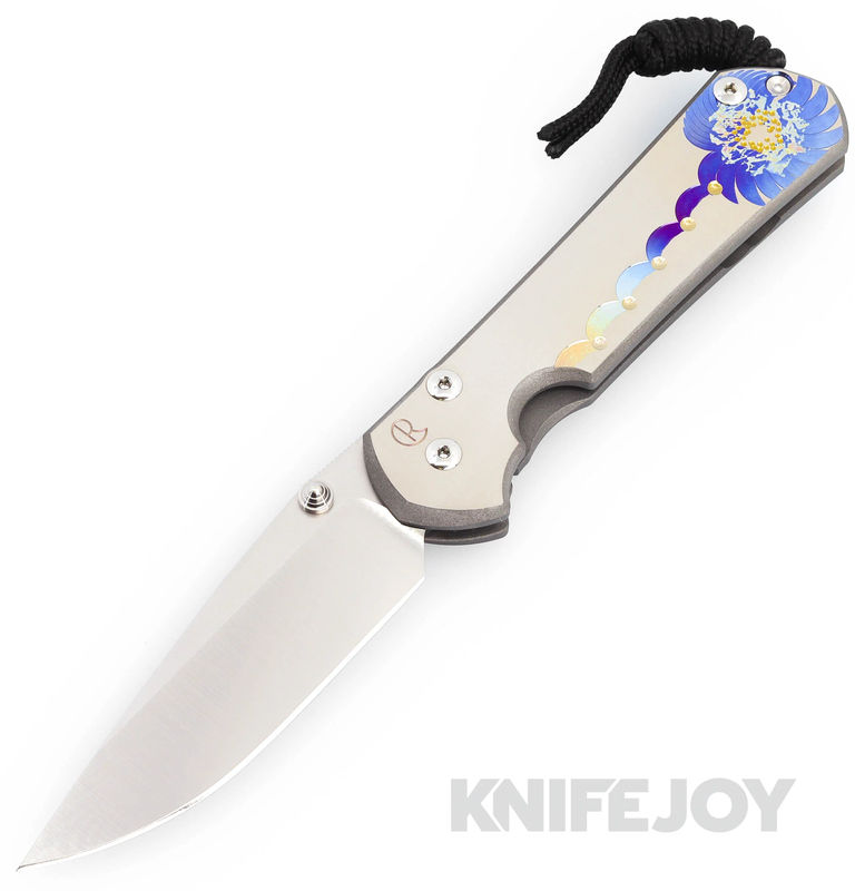 Chris Reeve Knives Large Sebenza 31 Drop Point Magnacut Blade with Unique Graphic/ Titanium Handles