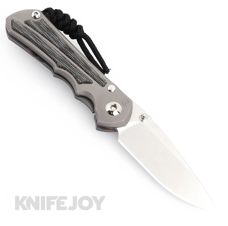 Chris Reeve Knives Small Inkosi Left Hand Plain Drop Point Magnacut Blade with Glass Blasted Black Canvas Micarta Inlay Titanium Handles