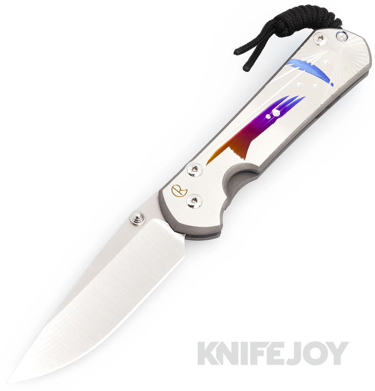 Chris Reeve Knives Large Sebenza 31 Drop Point Magnacut Blade with Unique Graphic/ Titanium Handles