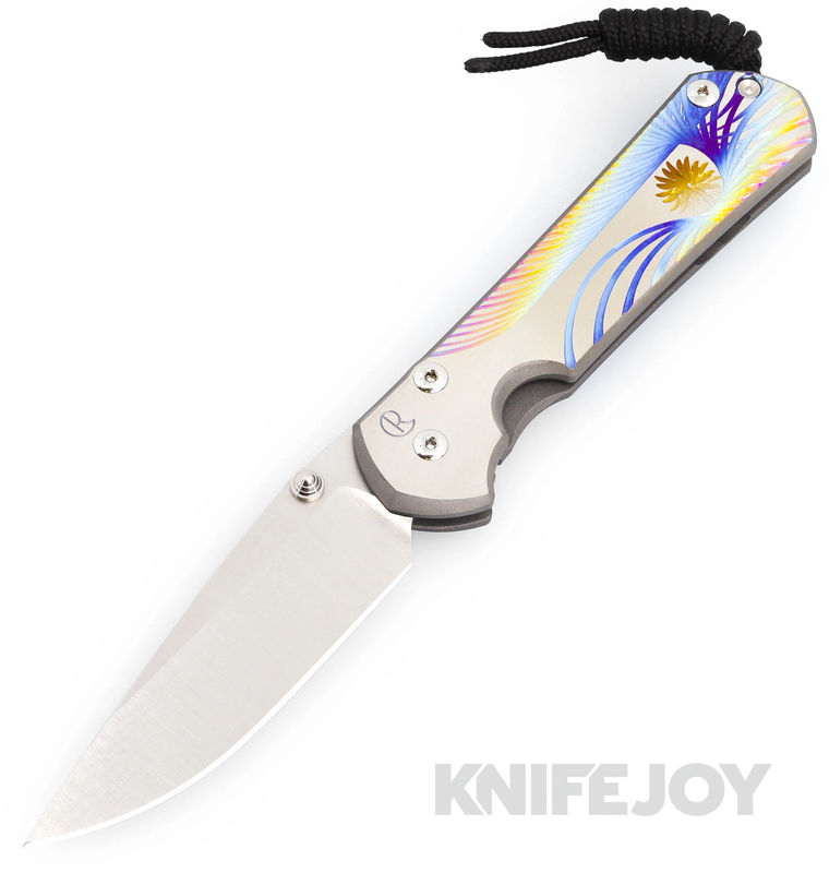 Chris Reeve Knives Large Sebenza 31 Drop Point Magnacut Blade with Unique Graphic/ Titanium Handles