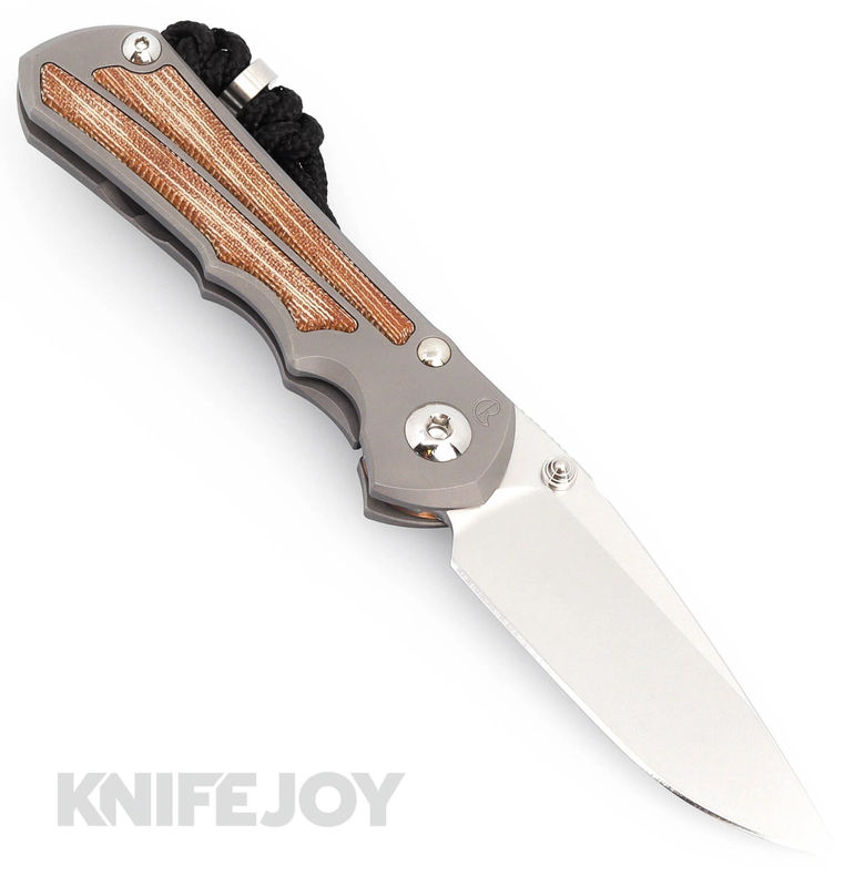 Chris Reeve Knives Small Inkosi Left Handed Plain Drop Point Magnacut Double Silver Lug Blade with Glass Blasted Natural Canvas Micarta Titanium Handles