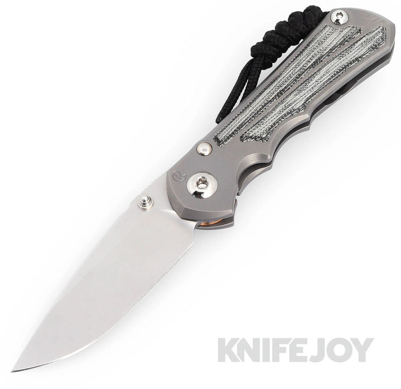 Chris Reeve Knives Small Inkosi Plain Drop Point Magnacut Blade with Glass Blasted Black Canvas Micarta Inlay Titanium Handles