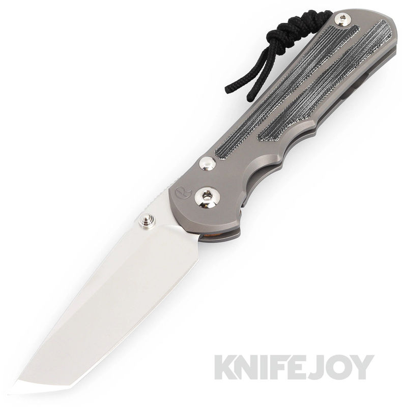 Chris Reeve Knives Large Inkosi Plain Tanto Magnacut Blade with Black Canvas Micarta Inlay Glass Blasted Titanium Handles